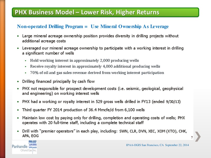 IPAA OGIS SAN FRANCISCO CA – Panhandle Oil and Gas Inc. – slide 6