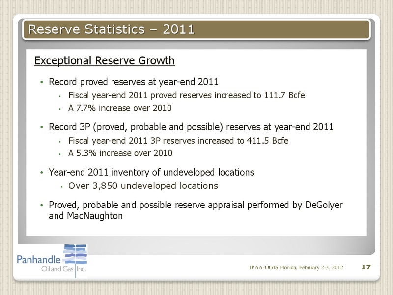 IPAA OGIS FLORIDA – Panhandle Oil and Gas Inc. – slide 16
