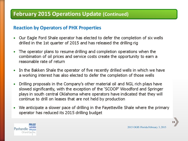 FEBRUARY 2015 OGIS – Panhandle Oil and Gas Inc. – slide 17
