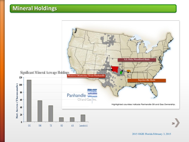 FEBRUARY 2015 OGIS – Panhandle Oil and Gas Inc. – slide 19