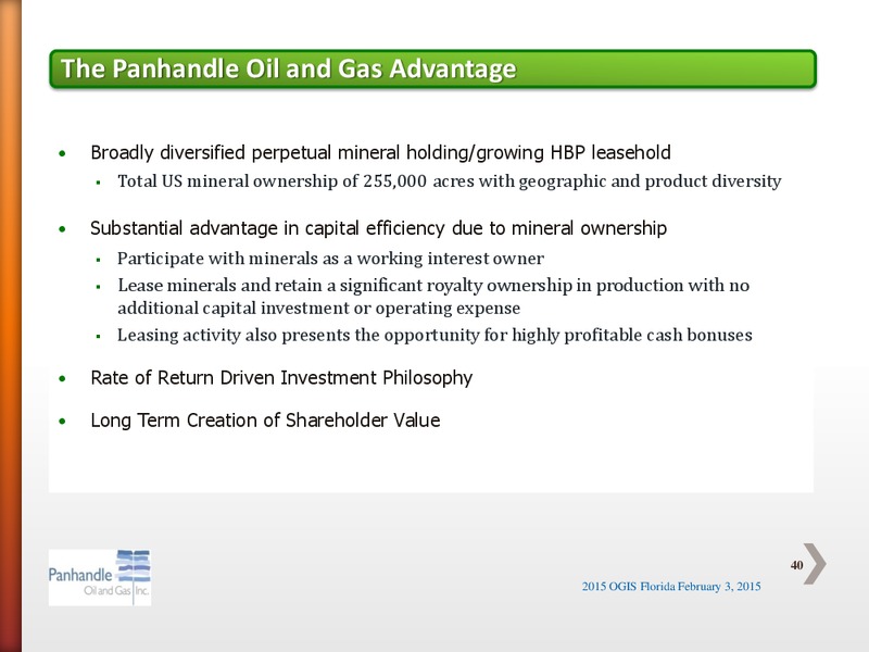 OGIS Florida 2015 – Panhandle Oil and Gas Inc. – slide 39