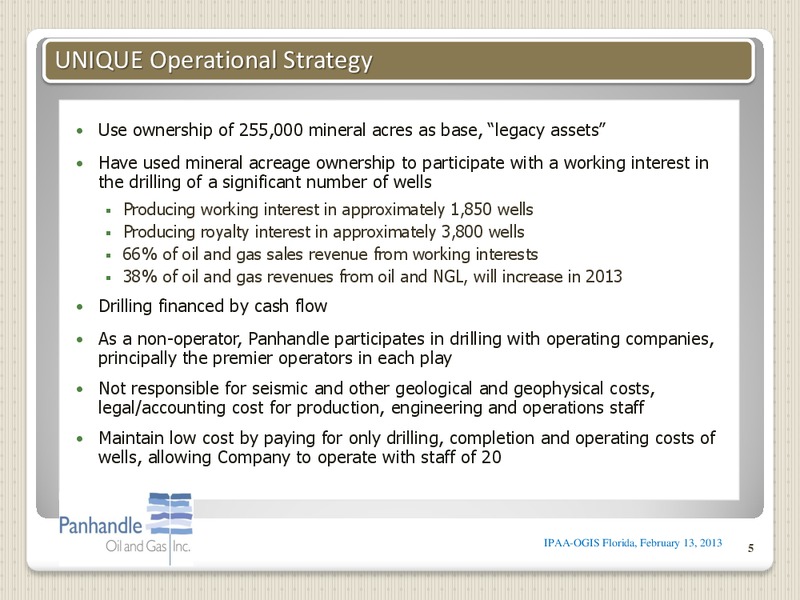 IPAA OGIS – Panhandle Oil and Gas Inc. – slide 4