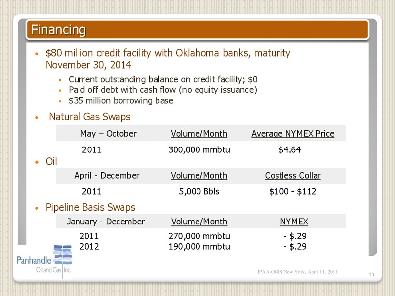 IPAA OGIS NEW YORK – Panhandle Oil and Gas Inc. – slide 10