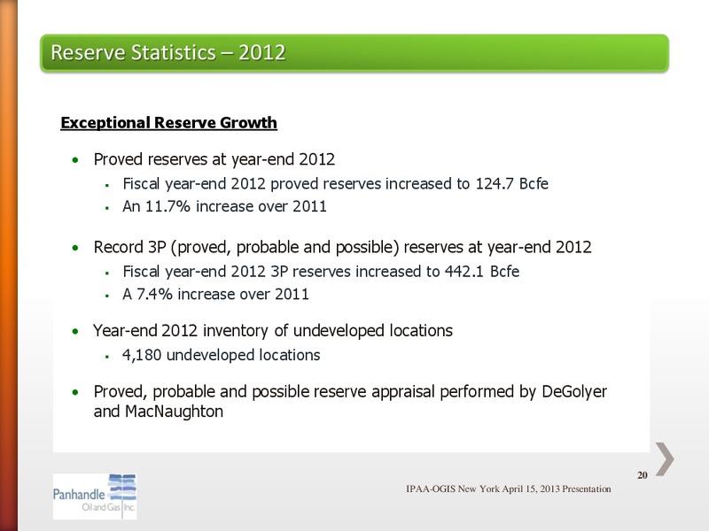APRIL 2013 IPAA OGIS – Panhandle Oil and Gas Inc. – slide 19