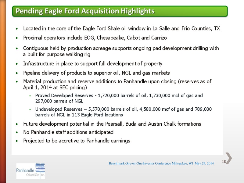 BENCHMARK ONE ON ONE INVESTOR CONFERENCE – Panhandle Oil and Gas Inc. – slide 17
