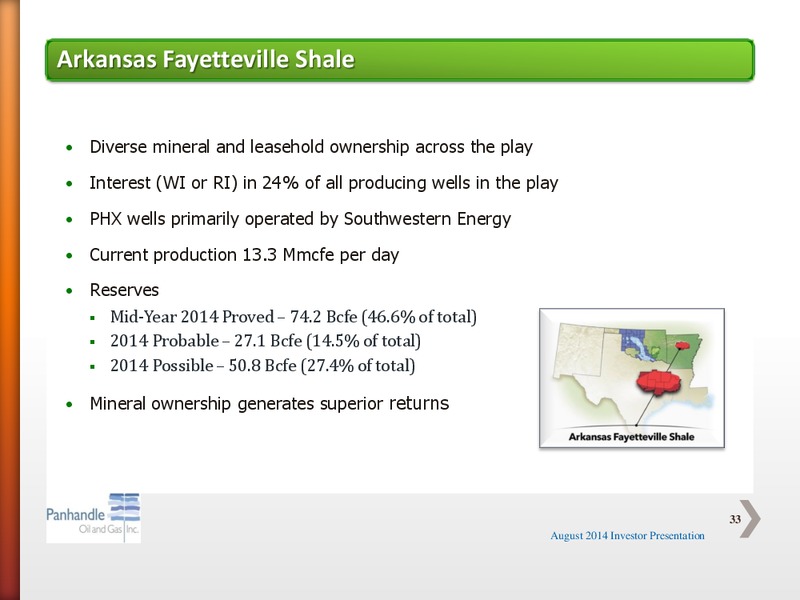AUGUST 2014 INVESTOR PRESENTATION – Panhandle Oil and Gas Inc. – slide 32