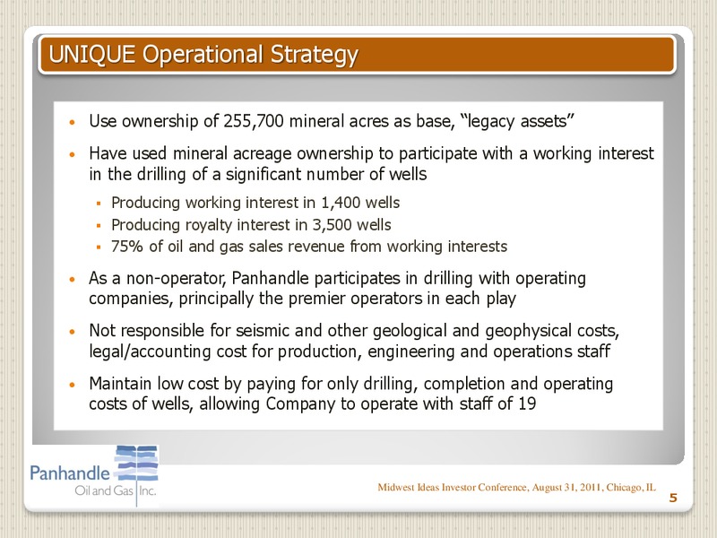 MIDWEST IDEAS INVESTOR CONFERENCE – Panhandle Oil and Gas Inc. – slide 4