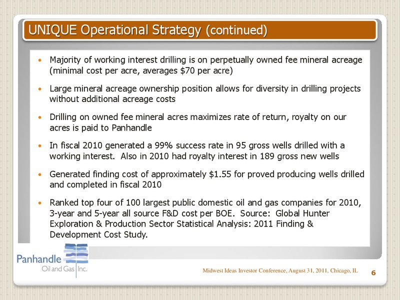MIDWEST IDEAS INVESTOR CONFERENCE – Panhandle Oil and Gas Inc. – slide 5