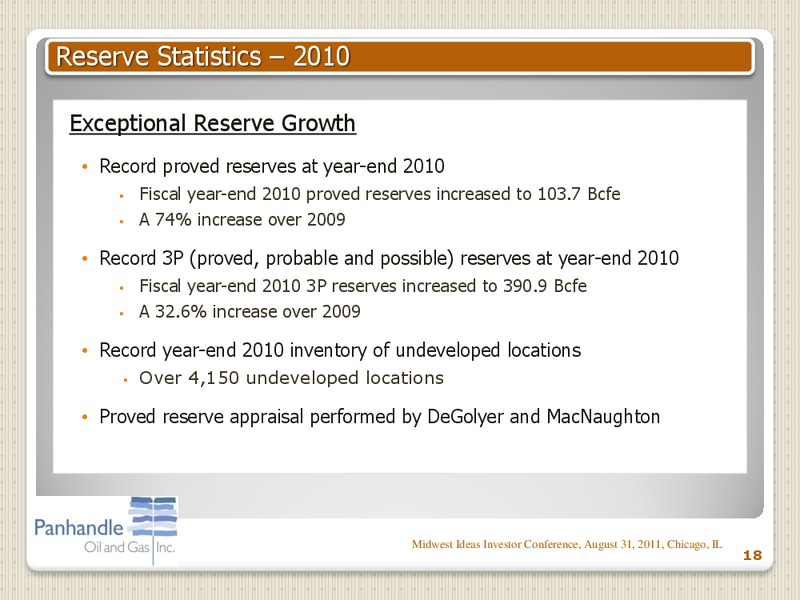MIDWEST IDEAS INVESTOR CONFERENCE – Panhandle Oil and Gas Inc. – slide 17
