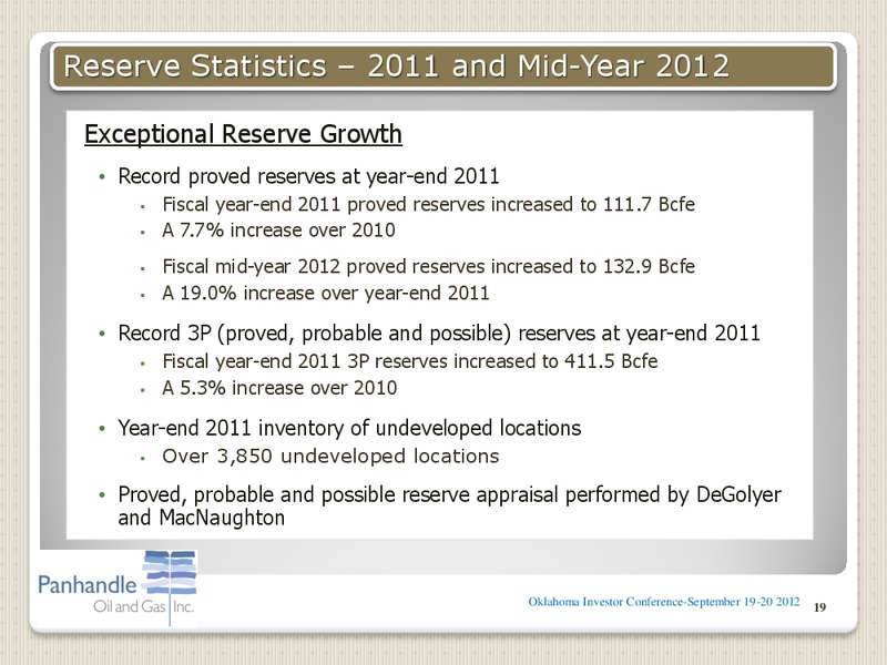 2ND ANNUAL OKLAHOMA INVESTOR CONFERENCE – Panhandle Oil and Gas Inc. – slide 18