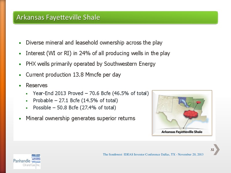 SOUTHWEST IDEAS INVESTOR CONFERENCE – Panhandle Oil and Gas Inc. – slide 31