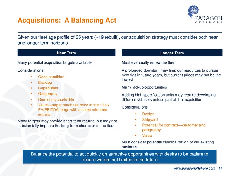 PARETO SECURITIES OIL & OFFSHORE CONFERENCE – Paragon Offshore Plc – slide 16
