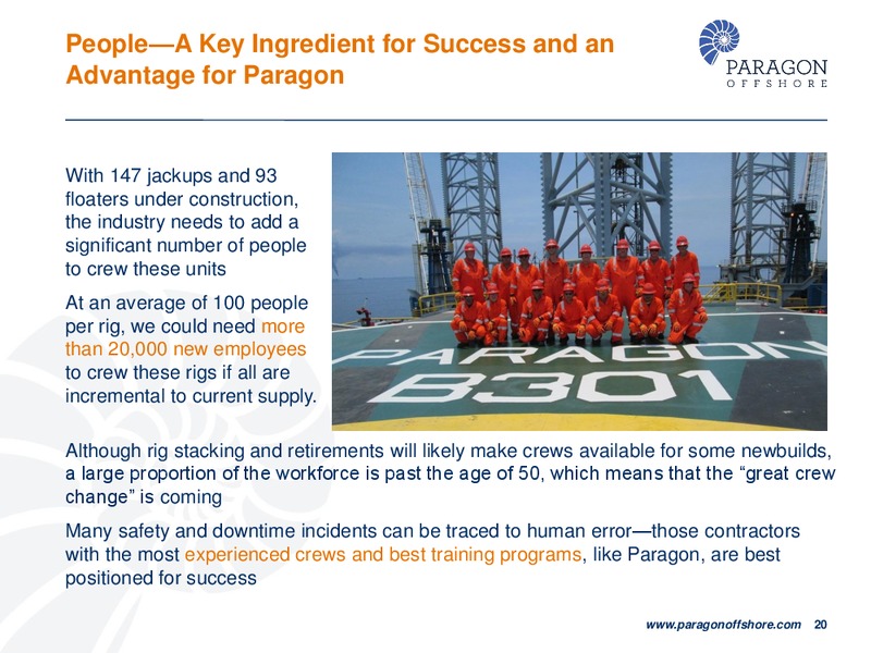 CAPITAL ONE SOUTHCOAST 2014 ENERGY CONFERENCE – Paragon Offshore Plc – slide 19