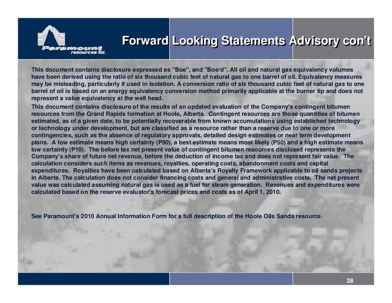 EAST COAST ENERGY CONFERENCE 2011 – Paramount Resources Ltd. – slide 25