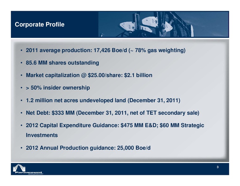CIBC 2012 ENERGY CONFERENCE – Paramount Resources Ltd. – slide 2