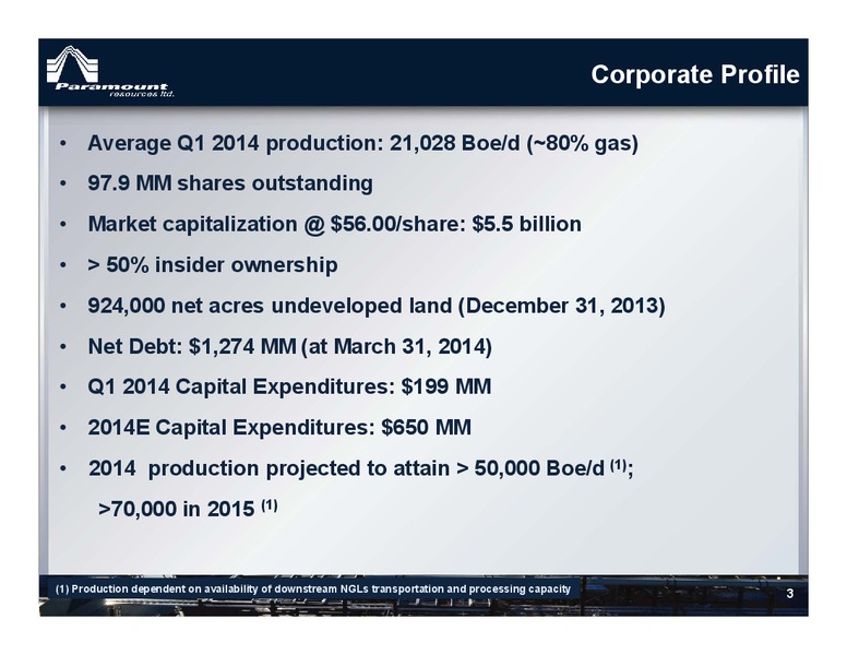 Investor Presentation – Paramount Resources Ltd. – slide 2