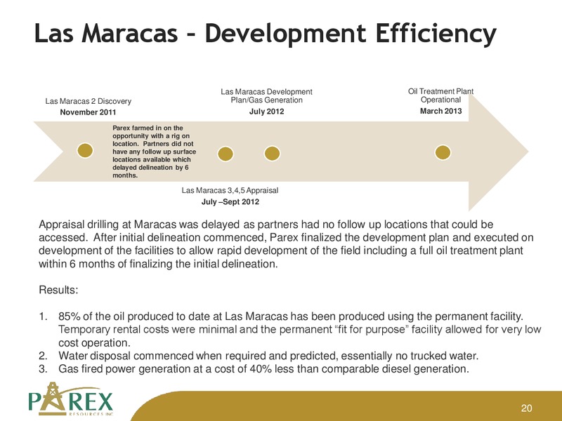 November 2014 Investor Presenation Update – Parex Resources, Inc. – slide 20