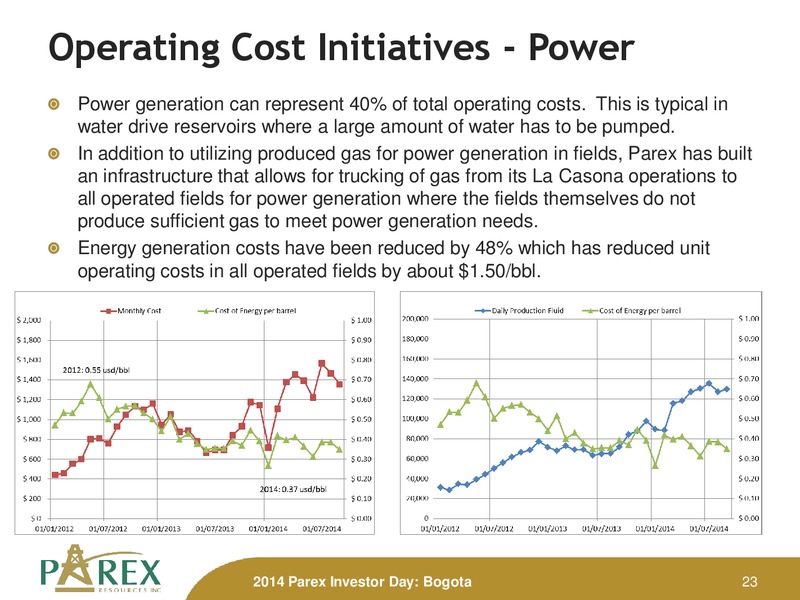 November 2014 Investor Presenation Update – Parex Resources, Inc. – slide 23