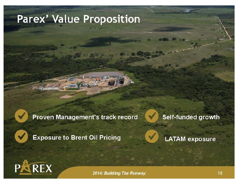 FIRSTENERGY GLOBAL ENERGY CONFERENCE – Parex Resources, Inc. – slide 18