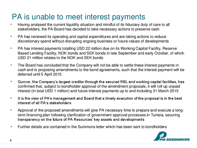 Bondholder Presentation – Pa Resources – slide 3