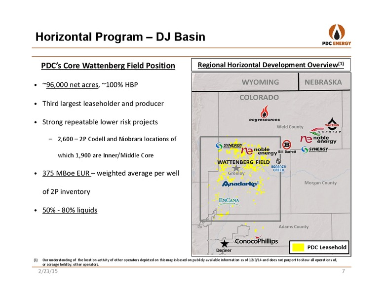 JP MORGAN GLOBAL HIGH YIELD & LEVERAGED FINANCE CONFERENCE – PDC Energy, Inc. – slide 6