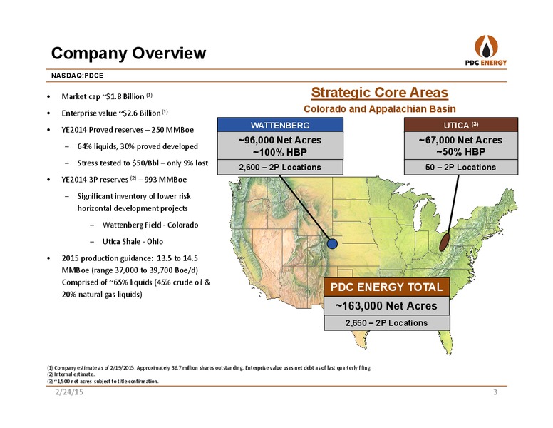 CREDIT SUISSE ENERGY SUMMIT – PDC Energy, Inc. – slide 2