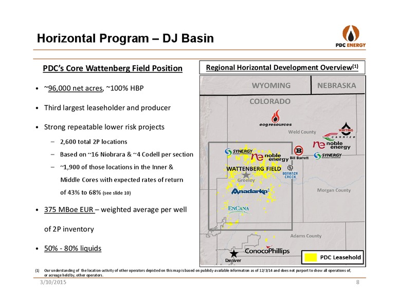 Wells Fargo E&P 1:1 FORUM – PDC Energy, Inc. – slide 7