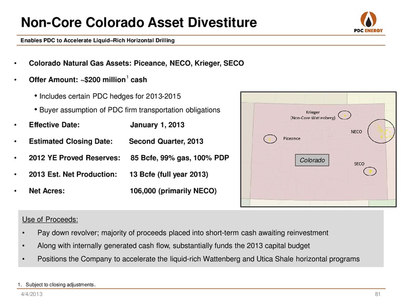 ANALYST DAY: NEW YORK  CORRECTION TO SLIDE 22 – PDC Energy, Inc. – slide 79