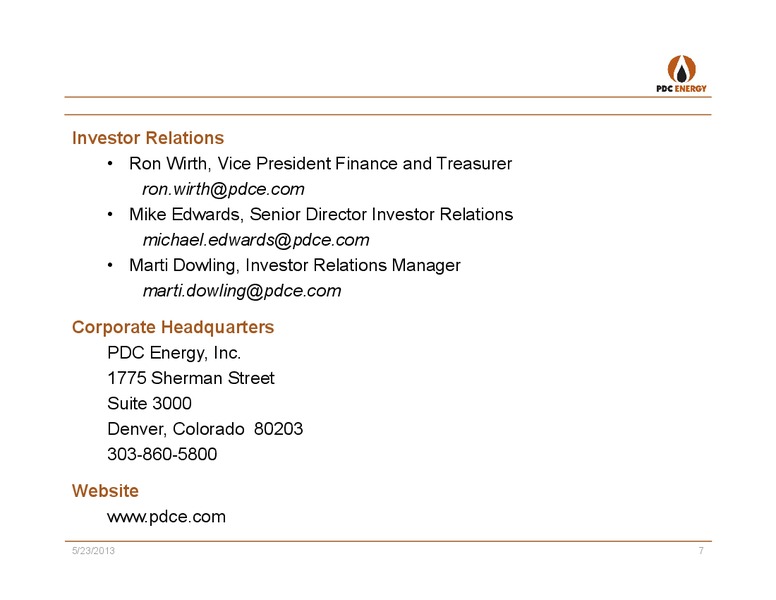 IBERIA CAPITAL PARTNERS – PDC Energy, Inc. – slide 6