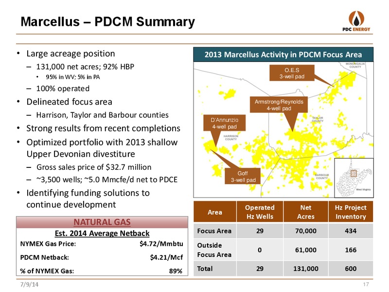 COMPANY UPDATE – PDC Energy, Inc. – slide 16