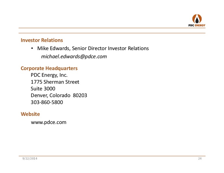 IPAA OGIS SAN FRANCISCO – PDC Energy, Inc. – slide 23
