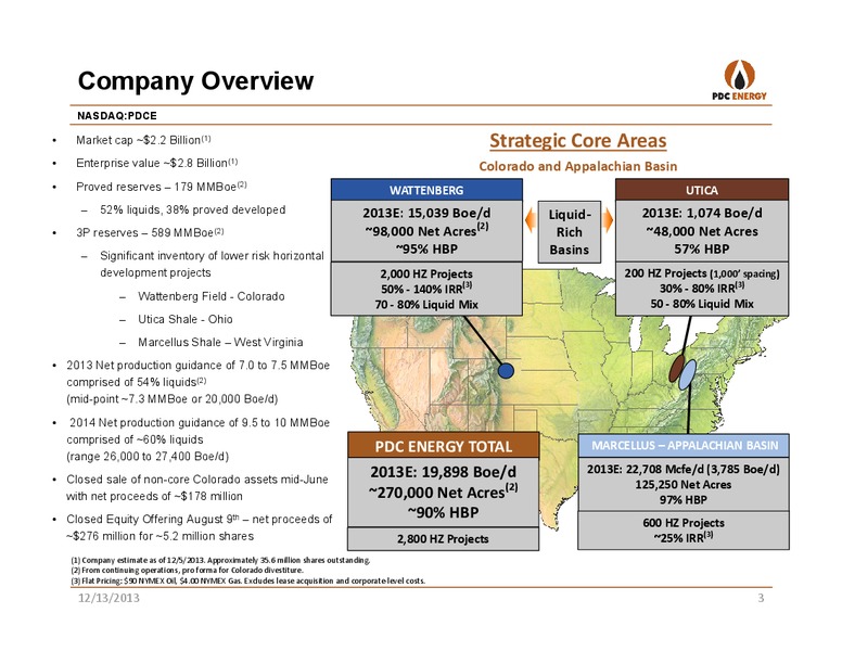 CAPITAL ONE SOUTHCOAST: 2013 ENERGY CONFERENCE – PDC Energy, Inc. – slide 2