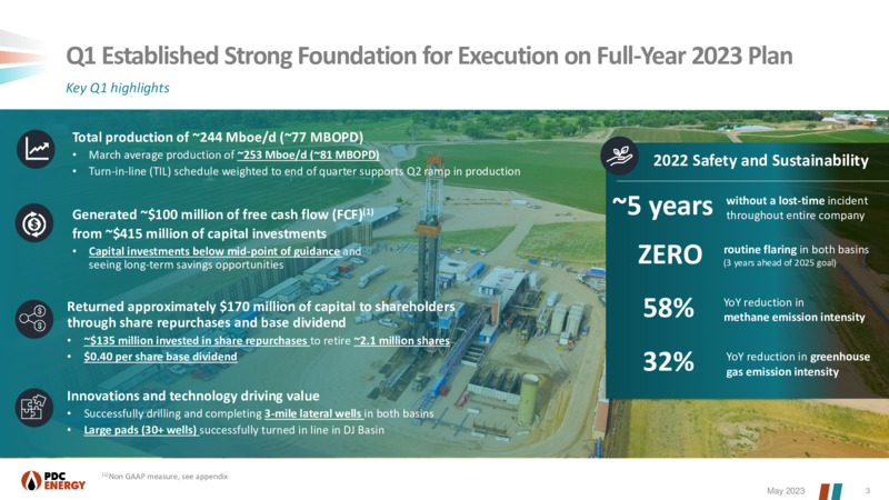 1Q 2023 Earnings Presentation – PDC Energy, Inc. – slide 2