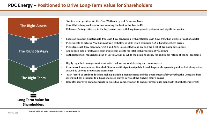 May 2019 Investor Presentation – PDC Energy, Inc. – slide 2