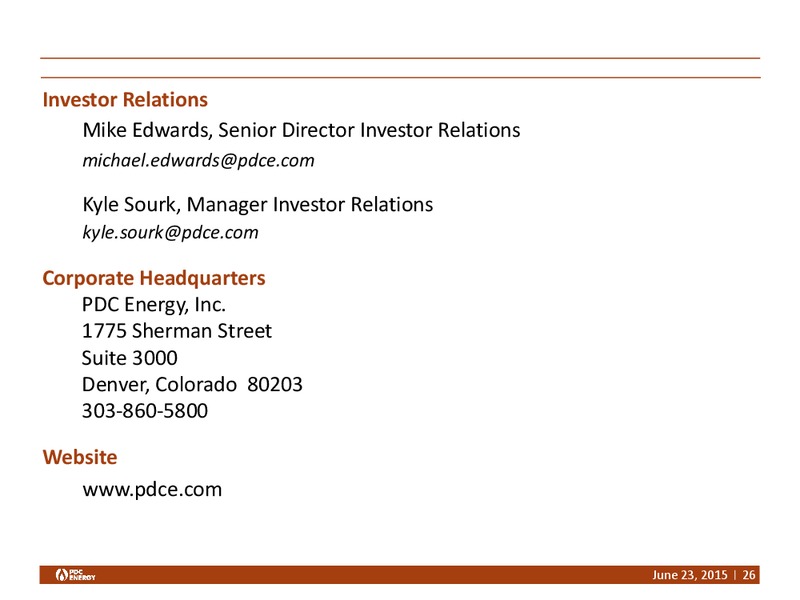 GHS 100 ENERGY CONFERENCE – PDC Energy, Inc. – slide 25