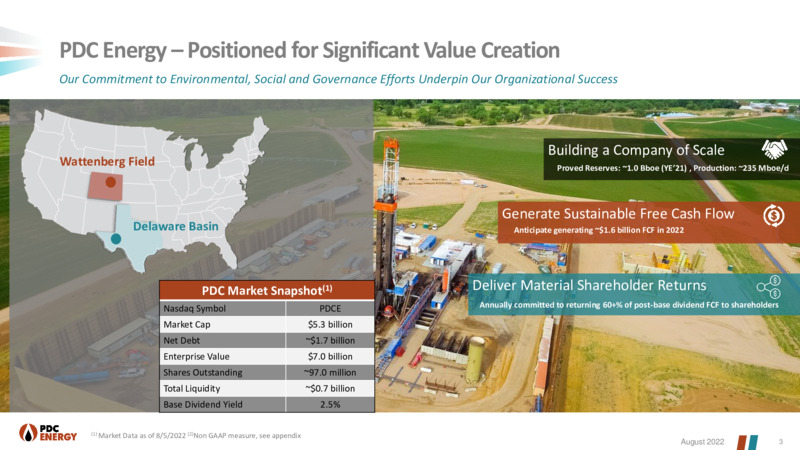 EnerCom August 2022 Conference – PDC Energy, Inc. – slide 2