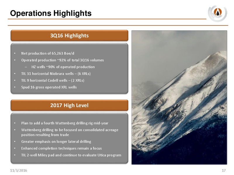 Q3 2016 Results – PDC Energy, Inc. – slide 16