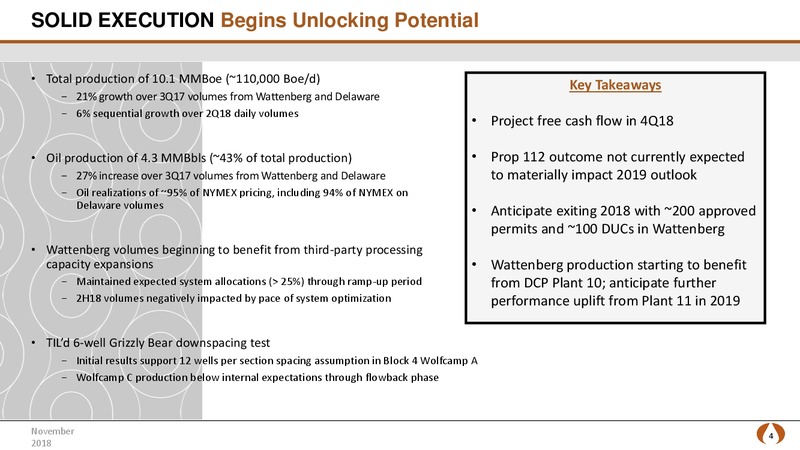3Q 2018 Earnings – PDC Energy, Inc. – slide 3