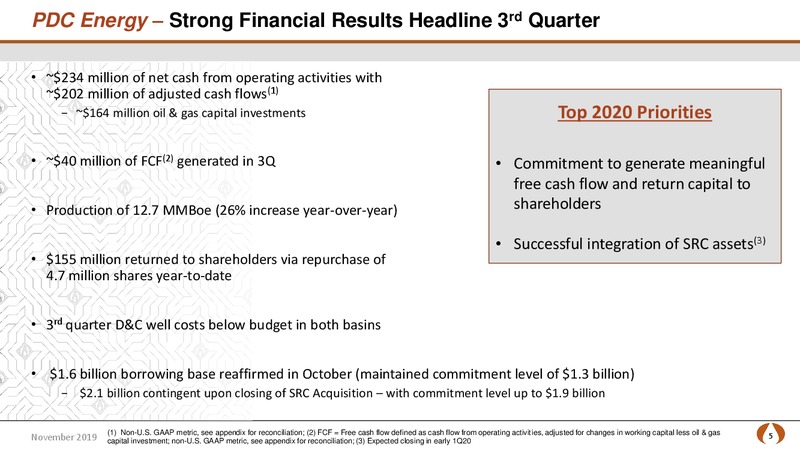 3Q 2019 Earnings Presentation – PDC Energy, Inc. – slide 3
