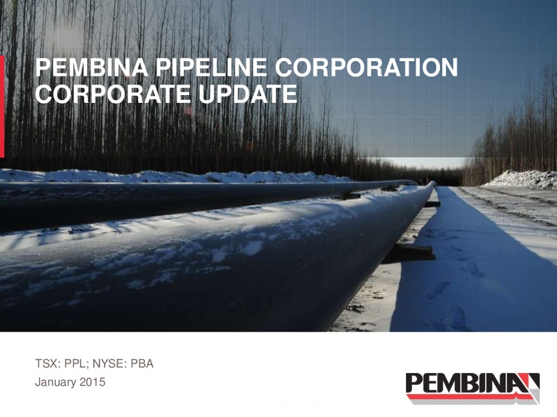 CORPORATE UPDATE – Pembina Pipeline Corp – slide 1