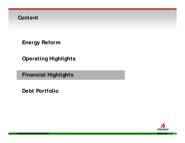 INVESTOR PRESENTATION – PEMEX – slide 18