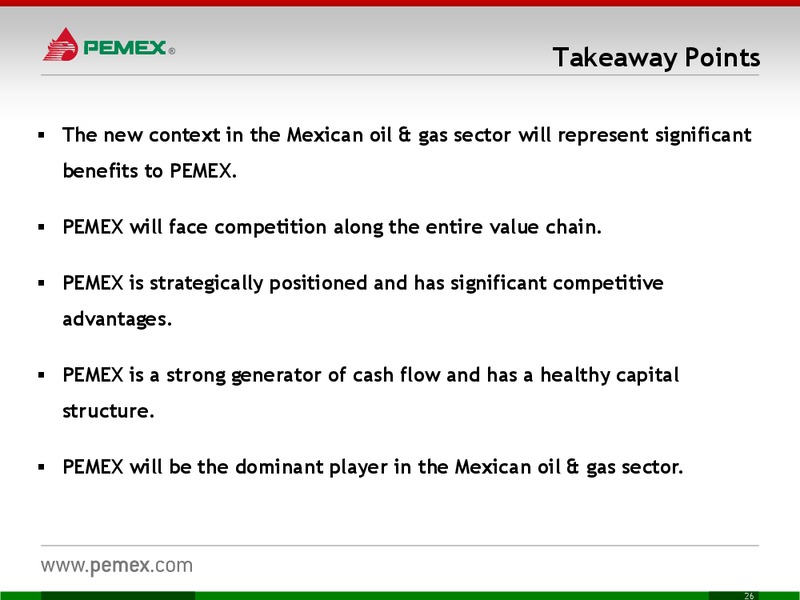 INVESTOR PRESENTATION – PEMEX – slide 26