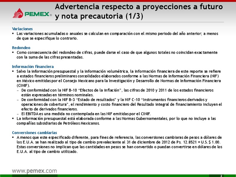 Presentacin a Inversionistas – PEMEX – slide 2