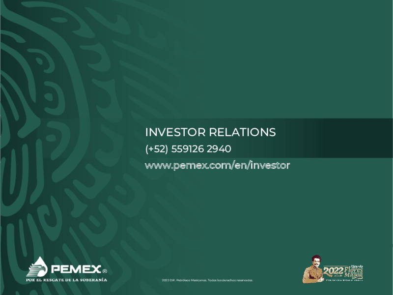 Investor Presentation March 2022 – PEMEX – slide 36