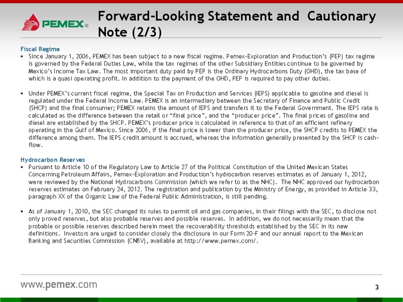 Investor Presentation – PEMEX – slide 2