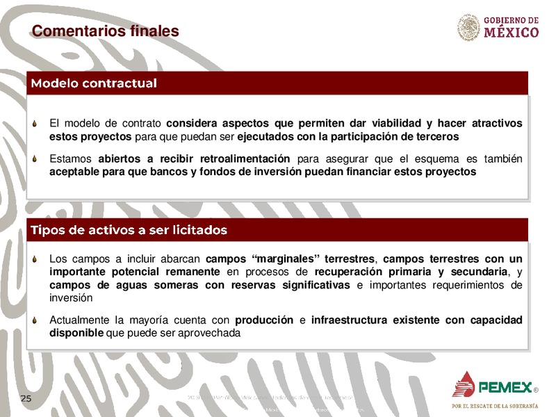 Oportunidades de Inversion en Campos Maduros – PEMEX – slide 25