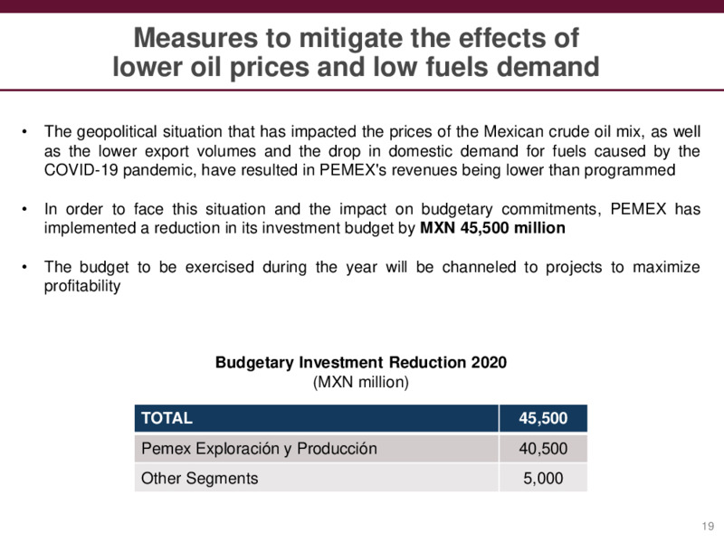 Preliminary Results – PEMEX – slide 19
