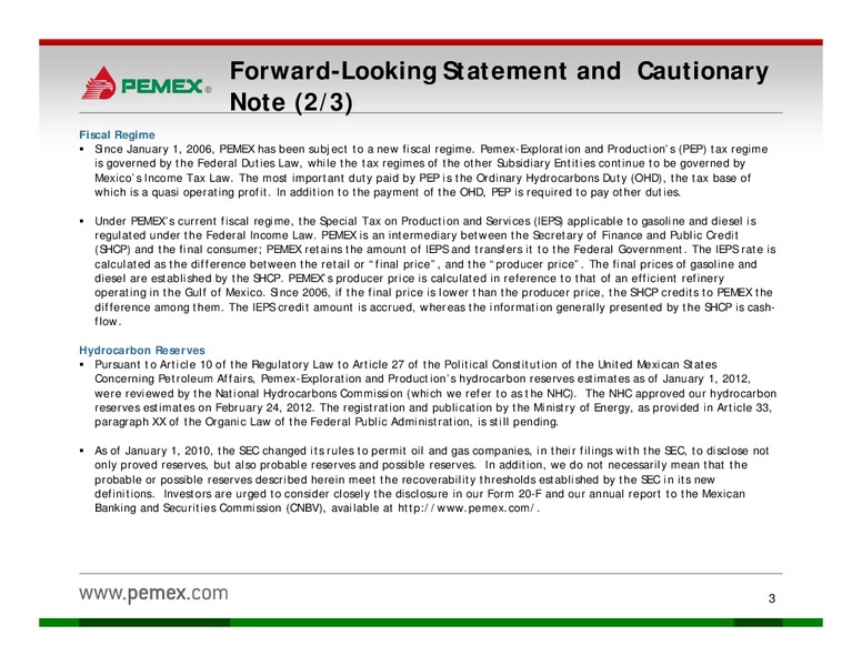 Investor Presentation – PEMEX – slide 2