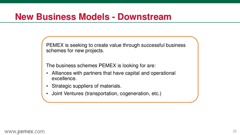 May 2015 Investor Presentation – PEMEX – slide 22