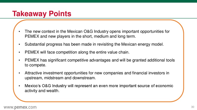 Investor Presentation – PEMEX – slide 30